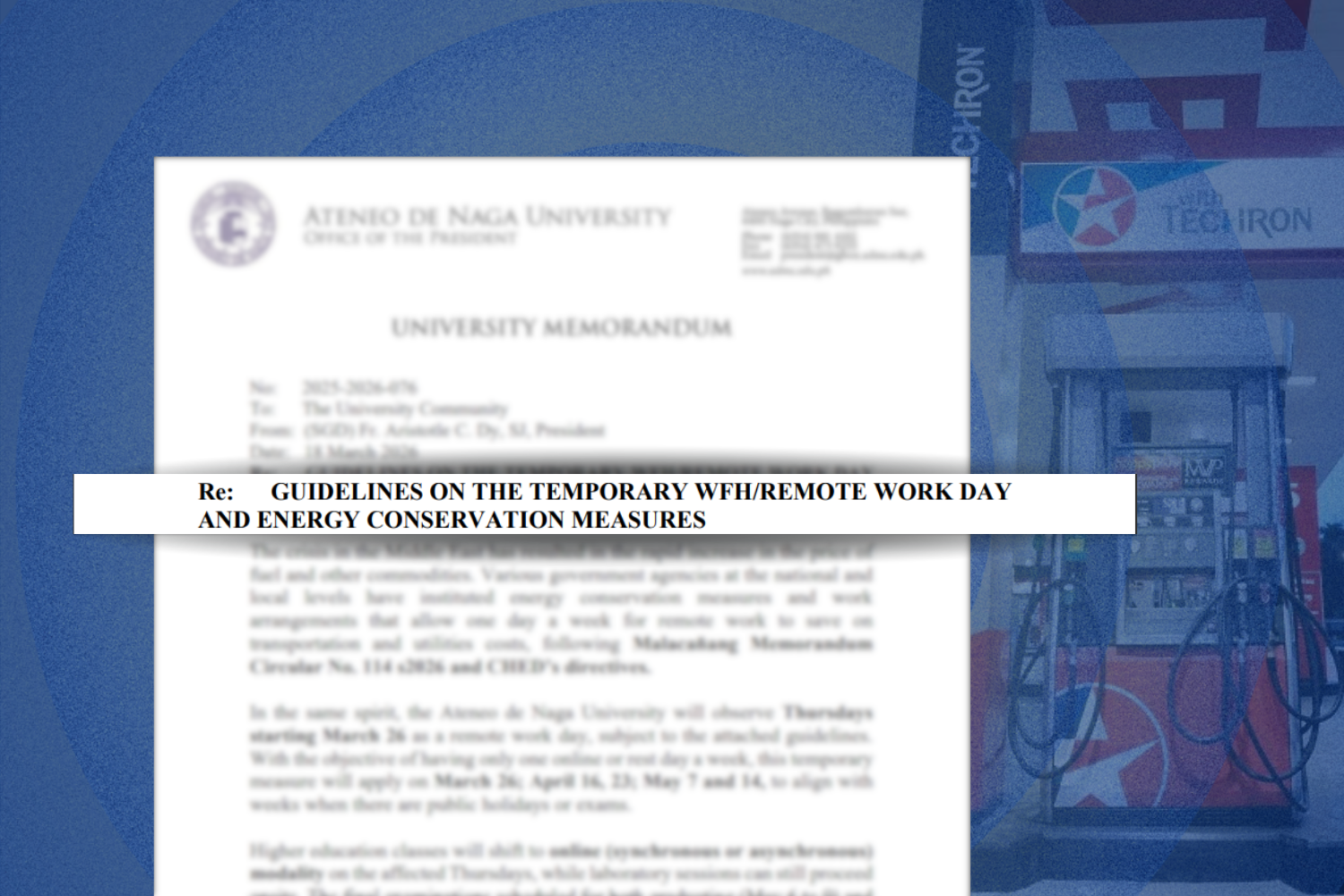 AdNU shifts select Thursdays to remote work amid fuel price crisis